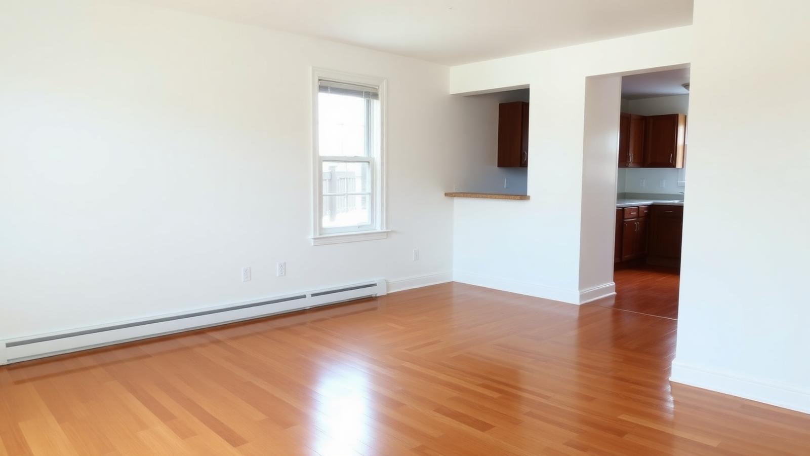Empty, spotless apartment room in Massachusetts after a professional move-out cleaning